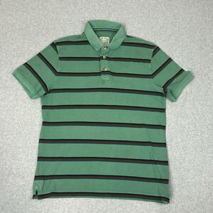 Fat Face Polo Shirt Mens Size Large Green Stripe Cotton Collared Casual Golf Top